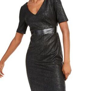 NWOT INC International Concepts grey, black snake skin dress w/ faux leather, Sm